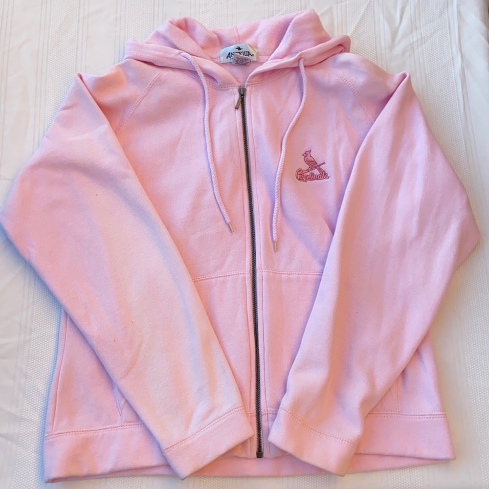 Girls Pink Cardinals Sweatshirt with a hoodie